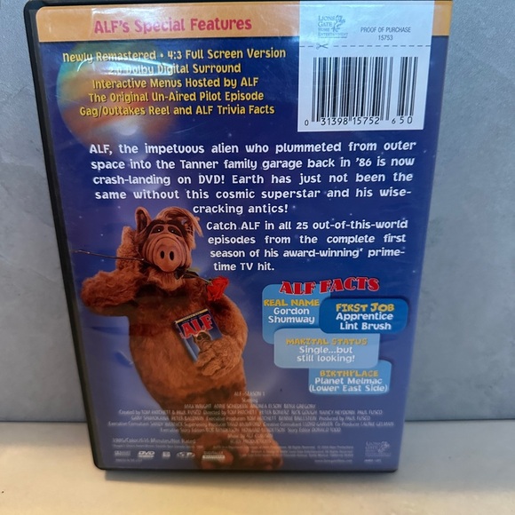 ALF - Season One - DVD -  Pre Owned- Anne Meara,Lucky,Sam Whipple,Mickey Jones, - Picture 2 of 4
